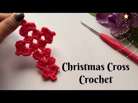 Crochet Christmas Cross Tutorial | Very Easy and Simple Pattern of Christmas Cross#crochet #knittig