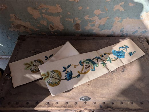 Vintage Handmade Floral Embroidery Bell Pull Wall Hanging - Etsy