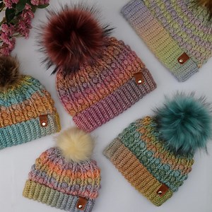 CROCHET PATTERN, Puff Stitch Winter Hat, Crochet Beanie Pattern, Easy Crochet Hat in Baby to Adult Sizes, Instant Download PDF & Video - Etsy