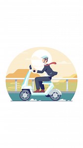 Free stock video - An animation of a young man driving a scooter