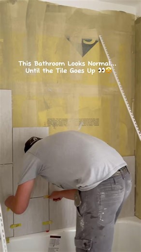 This Is How Modern Tile Is Done. Don’t Blink #oscarsurfaces #tileinstallation #bathroomdesign #tiles