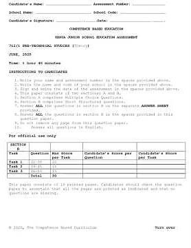 Grade 7 Pre-Technical Studies Paper 1 Mid Term 2 Exam 2025 with Marking Scheme