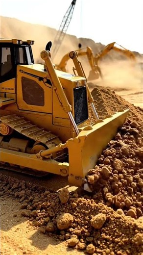 Massive Bulldozer in Action: Moving Mountains of Dirt! 🚧