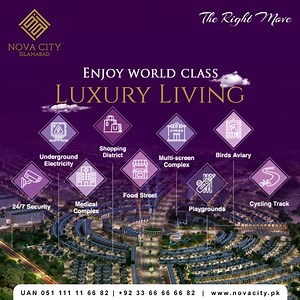 We are offering world class amenities for a luxurious lifestyle. Nova is offering residential and commercial plots in affordable rates. *Inventory available via authorized sales partners only* Invest Now! UAN 051 111 11 66 82 | 92 33 66 66 66 82 Visit our office: Nova Group 4th Floor, Razia Sharif Plaza, Blue Area, Islamabad. #NovaTheRightMove #NovaFamily #NovaGroup #realestate #realestateexperts #luxuryrealestate #property #realestateinvesting | Nova City