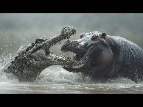 Alligator vs Hippo Fight Which Win #wildlife