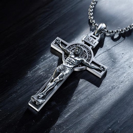 Handmade Saint Benedict Crucifix Pendant, Personalized St. Benedict Cross Necklace, Unique Cross , St Benedict Medal,religious Gift,exorcism - Etsy