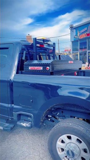 BackRack cab protector, Weatherguard toolbox, ECCO strobe lights for snow season! #worktruck #plows