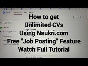 How to do Free job post on Naukri.com “employer portal” to get unlimited CVs #tutorial #education
