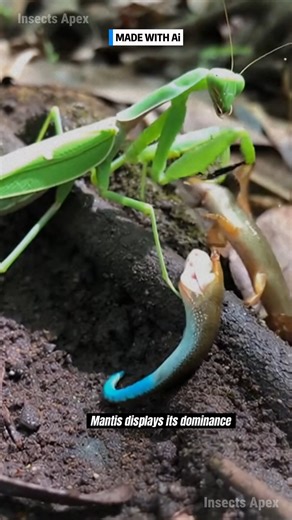 The Praying Mantis faces the ultimate challenge as the Neon Blue-Tailed Tree Skink enters its zone. Watch the lightning-fast move that dominates the brightly colored trespasser. #prayingmantis #insects #naturedominance #wildlifeencounters #macrokingdom ⚙️ AI-generated nature dramatization — no real creatures involved. | Insects Apex