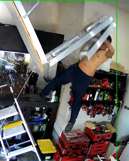 326K views · 658 reactions | I learned how to use my attic ladder the hard way 煮 #ladder #fail #attic | UNILAD Tech | Facebook