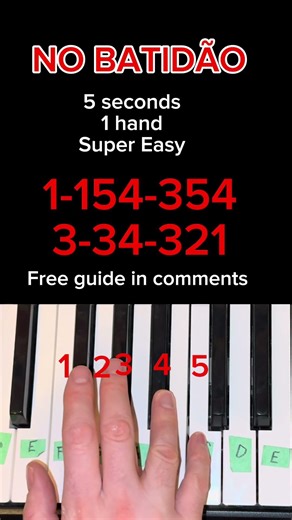 No Batidão on Piano in 6 Seconds (Super Easy - 1 Hand)