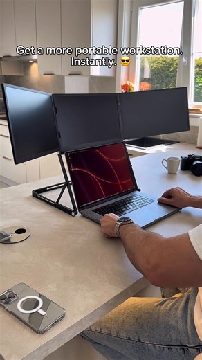 Best way to get a more portable workstation 💻 #tech #techgadgets #newtech #monitor #wfh #coolfinds #coolgadgets #tech #amazonfinds #unboxing #asmr | Aura-Displays.com