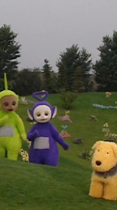 104K views · 3K reactions | my friends and I plotting to pet every dog we see  Video: Tinky Winky and Dipsy, the green and purple Teletubbies, pet a brown and beige dog. | Teletubbies | Facebook