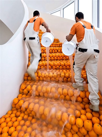 oranges. sealed under crystal epoxy. on a luxury staircase. FOREVER 🍊😭 someone told AI to make the most unhinged home renovation in history and honestly? it actually goes insanely hard the epoxy is flawless, the warm orange glow from inside is unreal, and i genuinely cannot decide if this is art or the most unhinged thing i've ever seen 💬 would u live here or is this too much even for u 🔁 tag someone who needs this on their fyp rn #fyp #foryou #AIArt #satisfying #orange