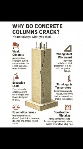 Why Do Concrete Columns Crack? #ConcreteColumn #ColumnCracks #ConstructionDefects #ConcreteFailure #StructuralCracks #CivilEngineering #StructuralEngineering | Civil Engineers Help