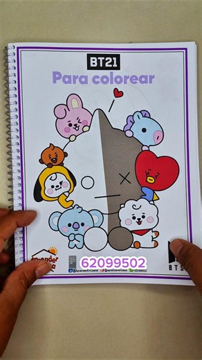 💜 Libro BTS + BT21 para Colorear 🌈¡Incluye Stickers! Si te 😍 dale 👍 y subs ▶️ para ➕