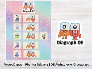 OE Vowel Digraph Stickers,alphablocks-style Phonics,printable Phonics Stickers,oe Vowel Digraph Printable Stickers,oe Sound Learning. - Etsy Canada