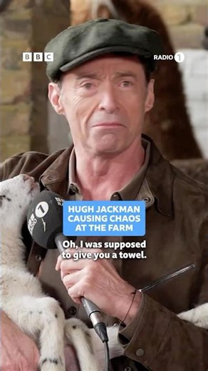 Hugh Jackman & Greg James cause chaos on the farm 🐑 #hughjackman #funny #farming