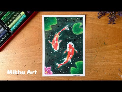 SIMPLE! Drawing Koi Fish with Oil Pastel Gradations #gradationtechnique #crayon #oilpastel
