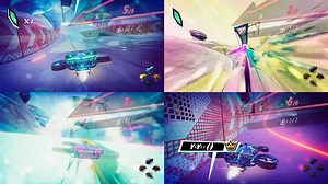 父子女本地4人对战《折跃引擎》 Warp Drive 高速甩尾加速类赛车竞速游戏，超光速折跃题材。多段式比赛。比赛间可以自选升级。可以联机对战_哔哩哔哩bilibili