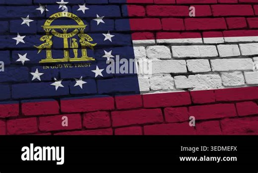 A panning video of a brick wall with the georgia state flag of the United States of America Stock Video Footage - Alamy