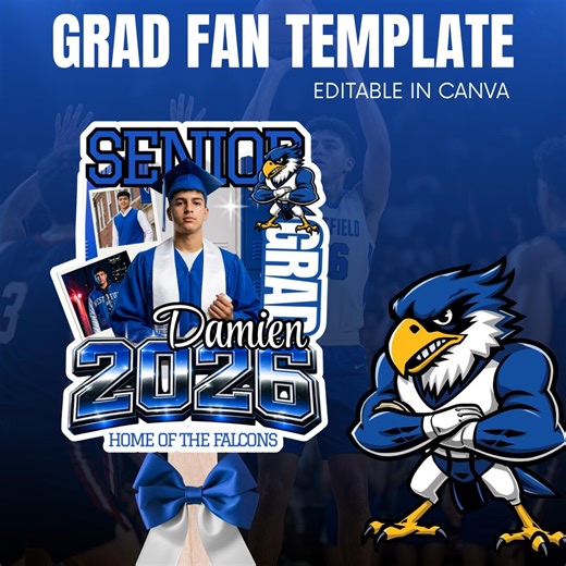 High School Graduation Fan Template - Editable Canva Program for Class of 2026, Senior Grad Photo Digital Download Editable Keepsake DIY - Etsy UK
