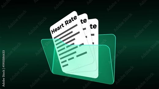 Heart Rate Medical Research Folder, Cardiac Rhythm Patient Records and Cardiovascular Monitoring Analysis Documentation in Blue Case