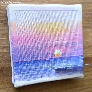 8.6K views · 146 reactions | Palm tree by the sunset sea acrylic painting . Canvas size-(4✖️4)inch. Thankyou ❤️ | Vinee Painting | Facebook