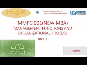 MANAGEMENT FUNCTIONS AND ORGANISATIONAL PROCESS (MMPC -001 MBA ) UNIT 1INTRODUCTION TO MANAGEMENT