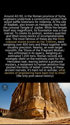 77K views · 625 reactions | How did Roman engineers move 1,200-ton stones with technology now lost to history? #ancienthistory #archaeology #historyfacts | Intriguing Archaeology | Facebook