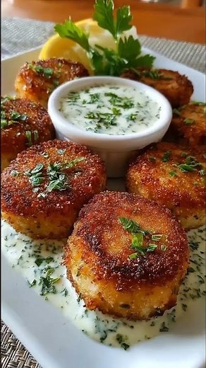 Crispy Tuna Croquettes with creamy herb sauce #recipe #croquettesrecipe #tunafish #dinner #viral