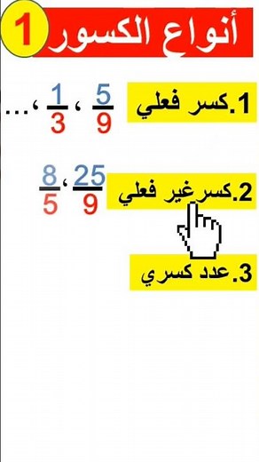 انواع الكسور 1 #كسور#سلسلة_الكسور#رياضيات