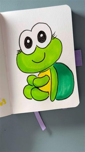 This Turtle Is TOO Cute 🐢💚 | Easy Drawing Tutorial