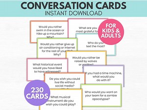 Conversation Cards Printable, Conversation Starters, Family Conversation Starters, Icebreaker Questions, Fun Games for Kids, Road Trip Game - Etsy