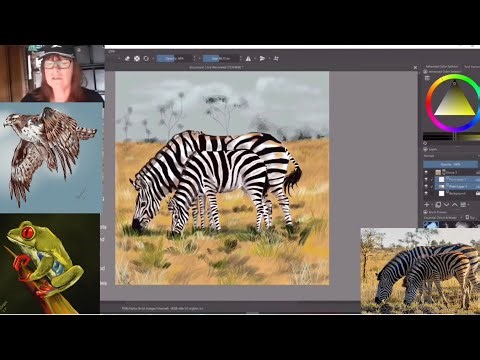 Timelapse digital painting of zebra and foal