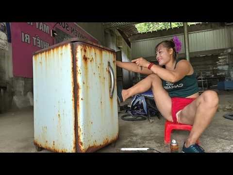 The girl completely restored the abandoned washing machine that she bought from a local resident