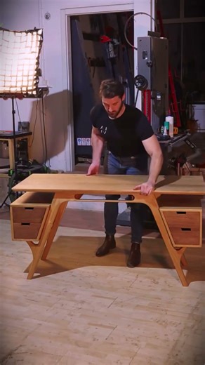 wooden table assembly process with modern design #shorts