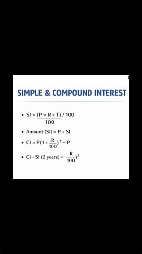 Simple and compound interest formula Trick#math