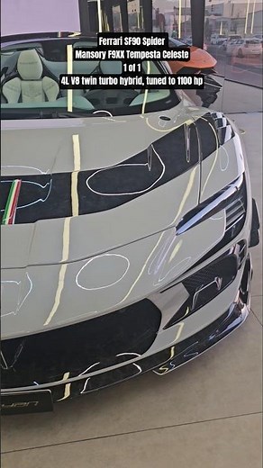 1 of 1 Ferrari SF90 Spider Mansory F9XX Tempesta Celeste 4L V8 twin turbo hybrid 1100 horsepower