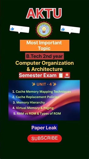 AKTU COA UNIT–4 🔥 Memory & Cache | B.Tech 2nd Year | The Next Engineer #thenextengineer #exam