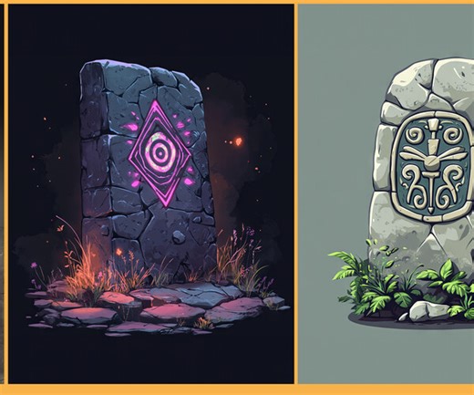 ArtStation - 606 Stylized stone with Ancient Symbol | Artworks