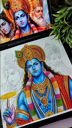 MahaVishnu Drawing ❤️‍🩹✍️, Brambha Vishnu Mahesh Tridev Drawing #shorts #vishnu #shiva #drawing