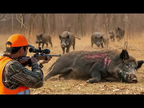 How a Hunter Stops a Charging Wild Boar With One Precise Rifle Shot | Hog Hunting