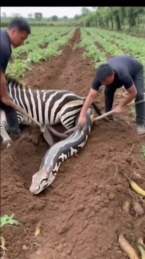 MGTC Farming | A huge python grabbed a zebra and two men rescued it #viralreels #ai_videos_tanuj #instagood | Instagram