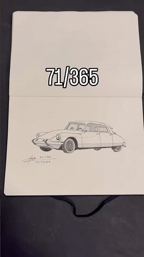 Cómo dibujar un coche antiguo con rotuladores? Citroën DS Tiburón. 71/365. #arte #dibujo #dibujando
