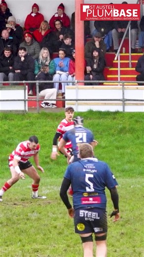 The best try of the game! Dan Navas is ankle tapped but still manages to outpace the covering defenders. #plumbase | St Austell Rugby Football Club