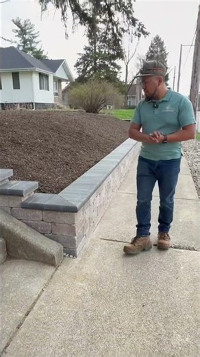 We just wrapped up this beautiful retaining wall using Olde Quarry® from Unilock.