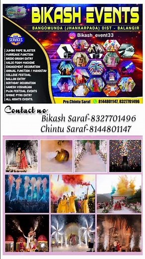 Bikash Events contact for any programs mrge party/ Birthday/college function Bangomunda