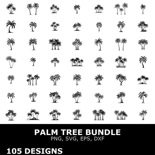 Palm Tree Digital Clipart Bundle Svg Png Eps Dxf Cutting Files for Cricut Tropical Design Plant Graphics - Etsy