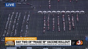Today is Day Two of #COVID19 vaccinations at State Farm Stadium! Dr. Cara Christ speaks with azfamily 3TV CBS 5 about the state's efforts to vaccinate 200-300 people per hour. Appointments are still available for priority groups in Phase 1B: https://1.azdhs.gov/2LhmWg1 | Arizona Department of Health Services
